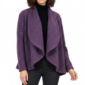Coldwater Creek Purple Wool Blend Tweed Swing Coat Jacket Blazer PXL Petite